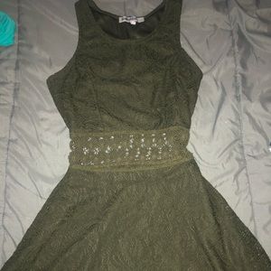 Olive Green Lace Cut-Out Dress for girls/teens